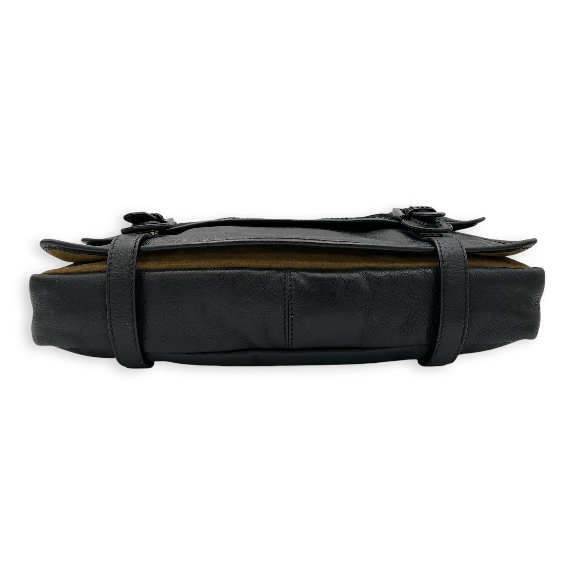 Messenger Bag Black in Calfskin, Silver