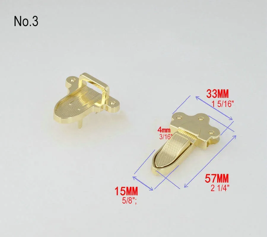 Metal Tongue Purse Lock Clasp Clutch Latch Thumb Lock 32 33 38 mm Gold Tone Case Handbag Tote Leathercraft Hardware Repair