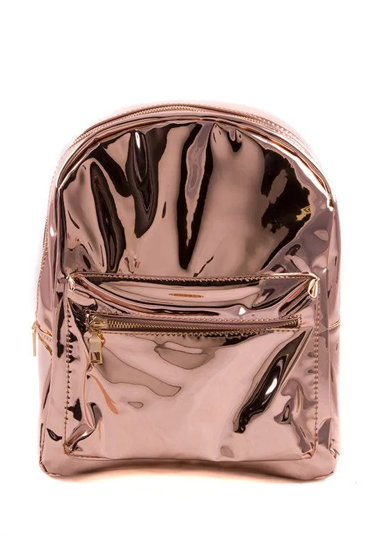 METALLIC PU LEATHER BACKPACK