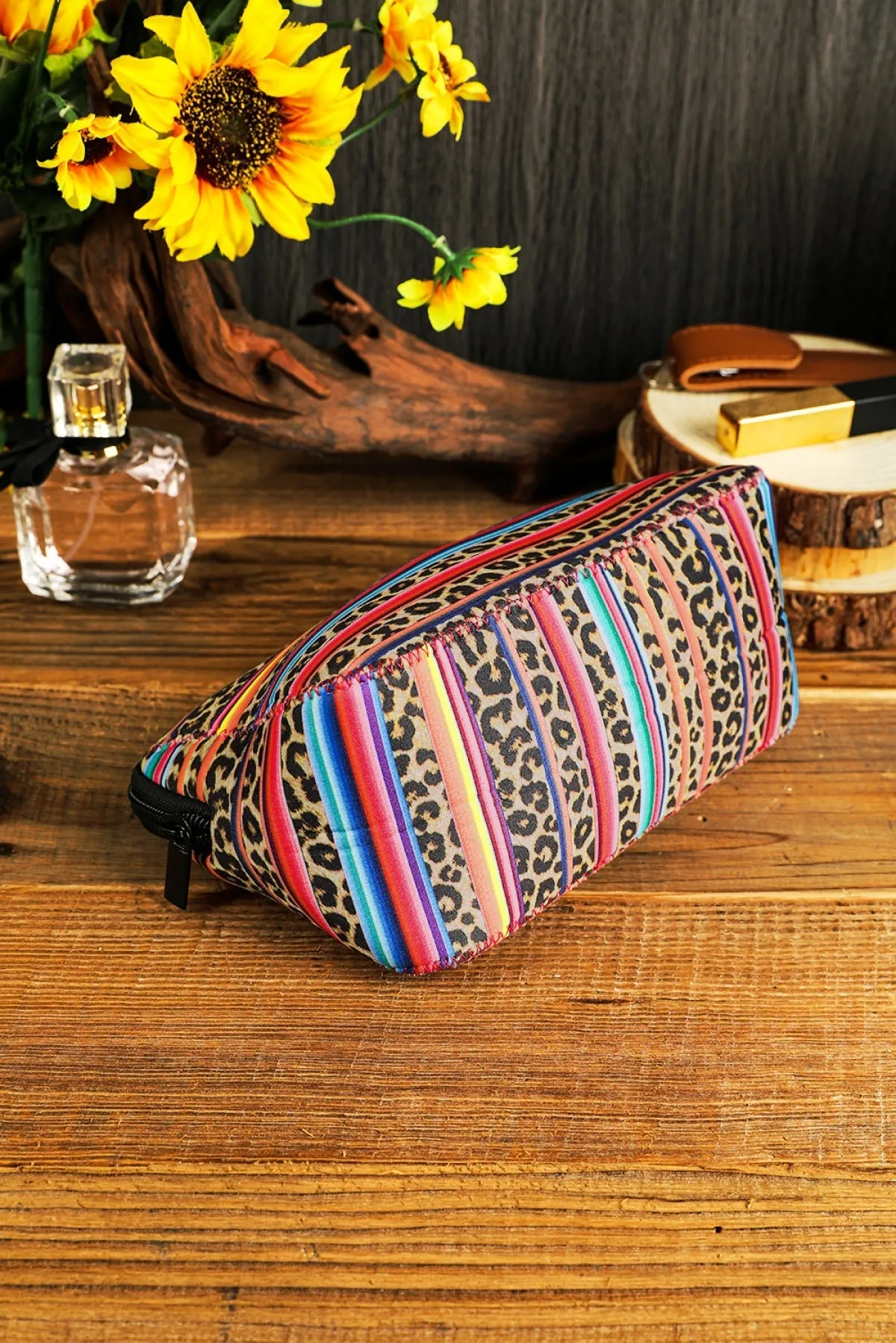 Multicolor Serape Leopard Make Up Storage Bag 14*19CM