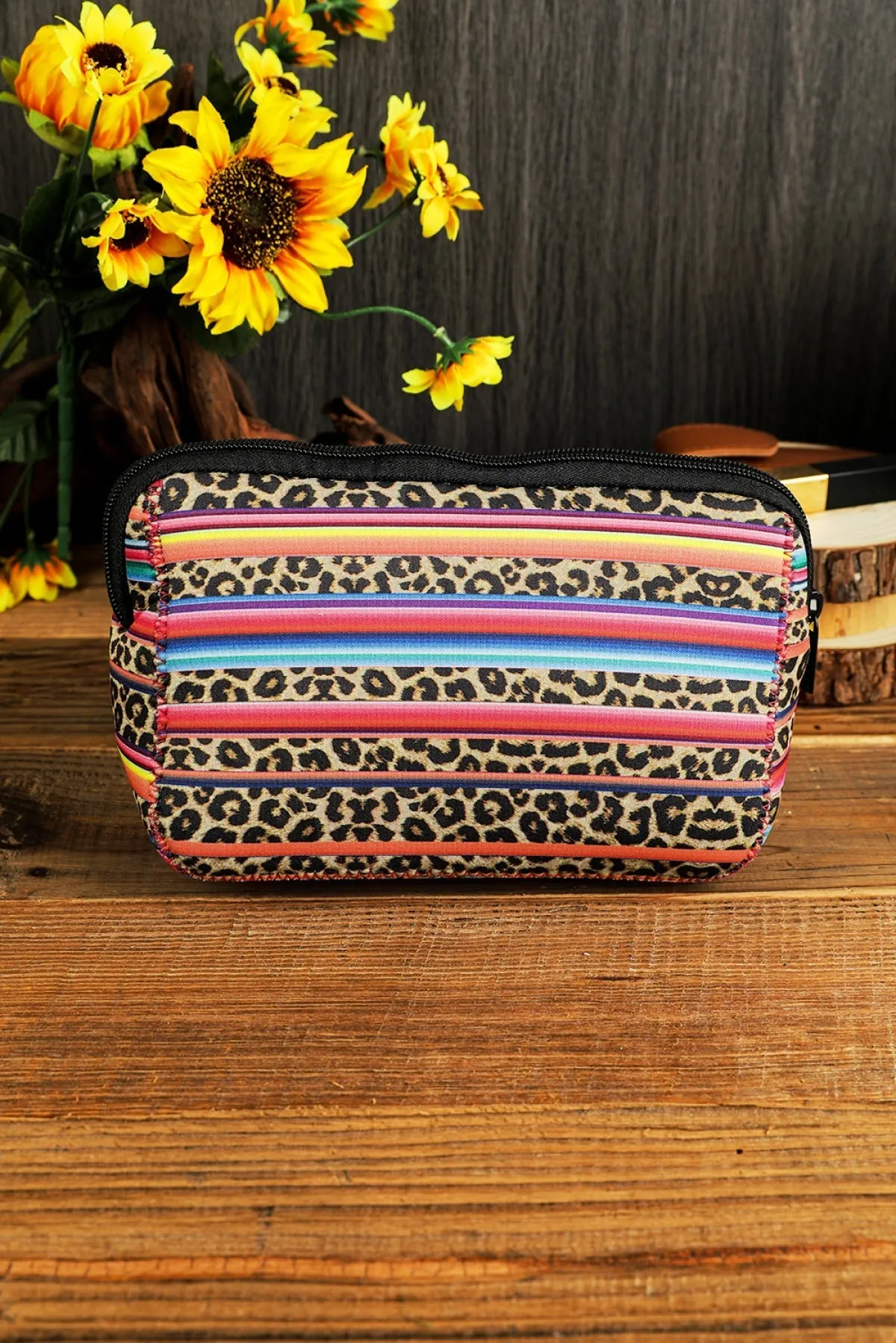 Multicolor Serape Leopard Make Up Storage Bag 14*19CM