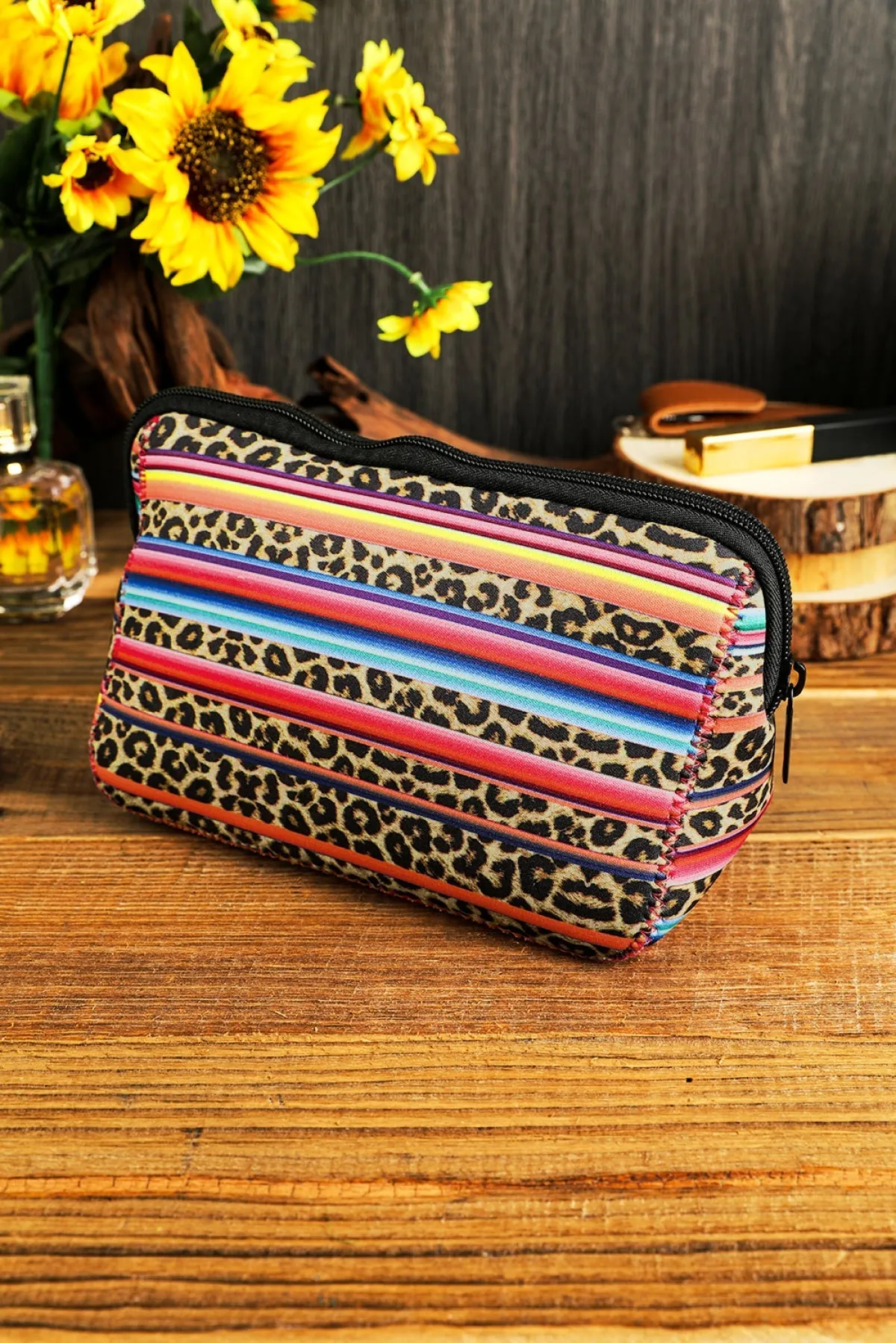 Multicolor Serape Leopard Make Up Storage Bag 14*19CM