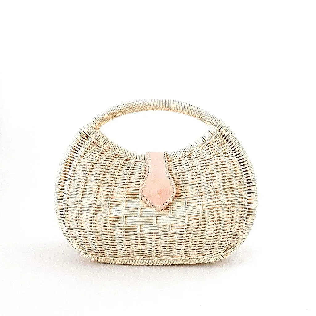 Napoli Rattan Oval Bag in Ivory