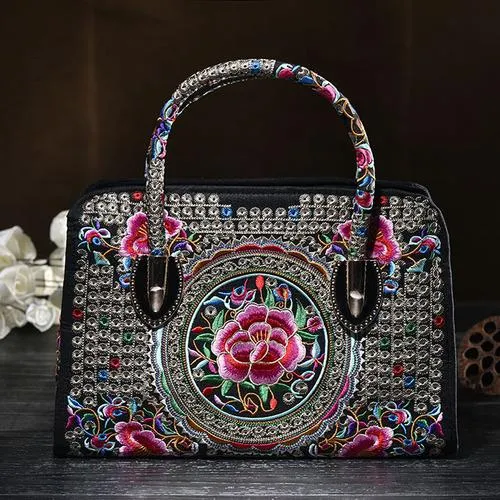 National style embroidered  Messenger Bag Handbag Single Shoulder Bag Canvas