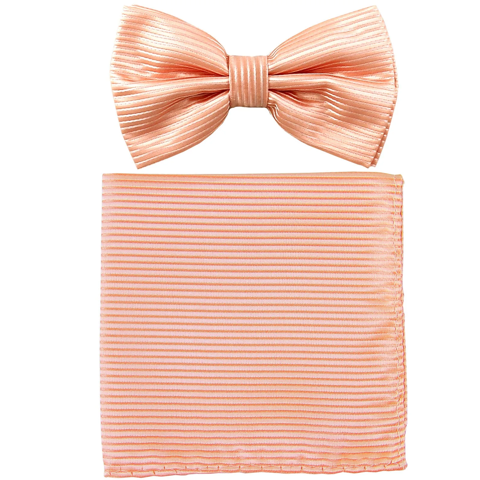 New formal men's pre tied Bow tie & Pocket Square Hankie Horizontal stripes wedding