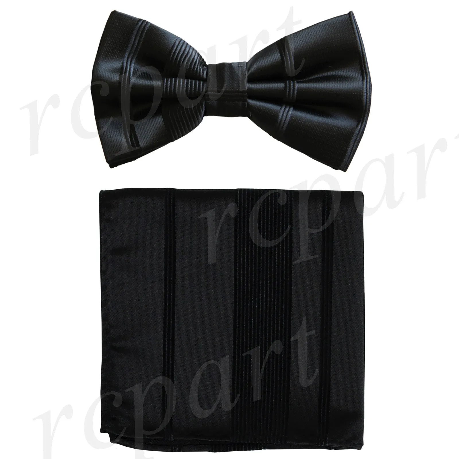 New formal men's pre tied Bow tie & Pocket Square Hankie striped