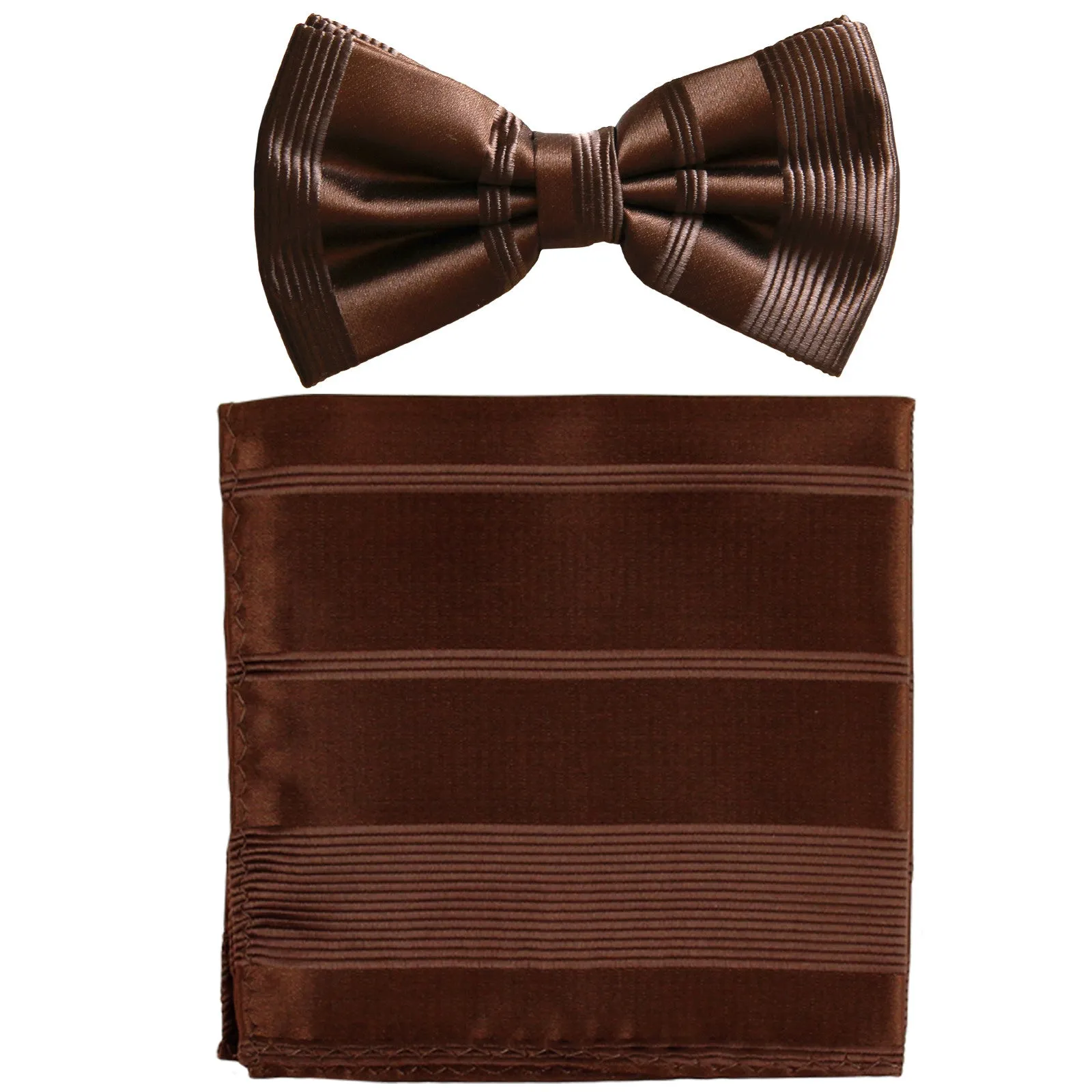 New formal men's pre tied Bow tie & Pocket Square Hankie striped