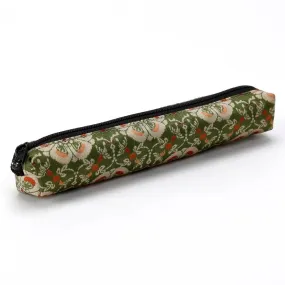 Nishijin-ori Pencil Case - Flowers and Birds / Green - ,  Made in Kyoto, Japan,  Japanese traditional craft pen case