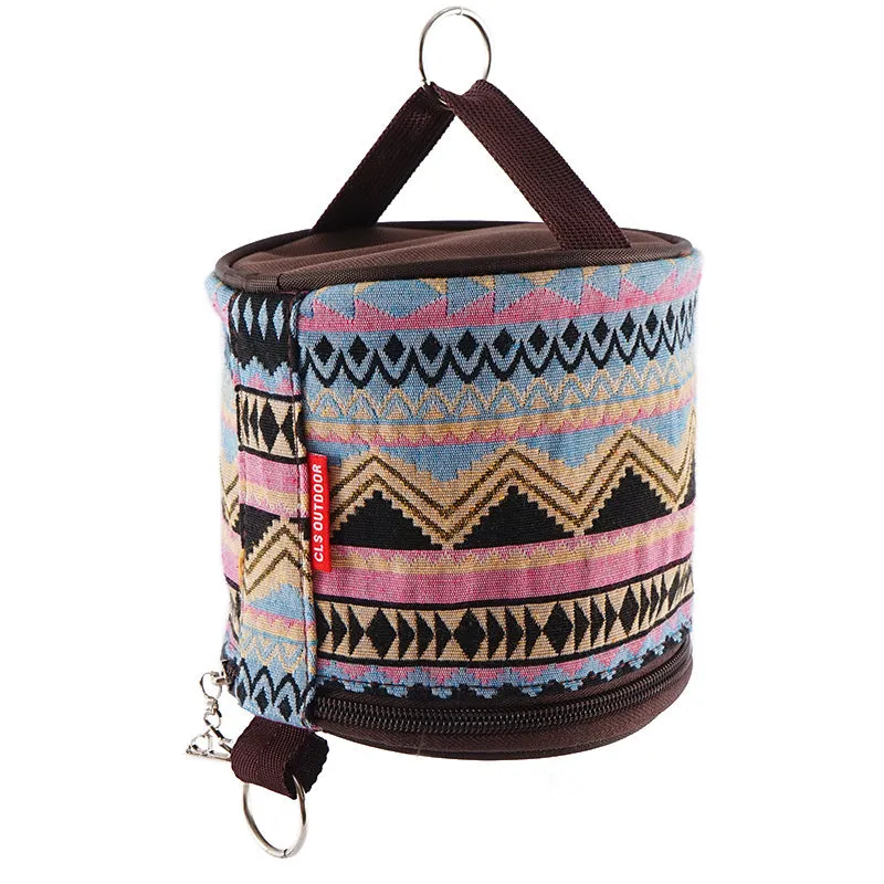 Outdoor camping folding ethnic style paper box storage bag car roll paper tissue box small cloth bag storage bag