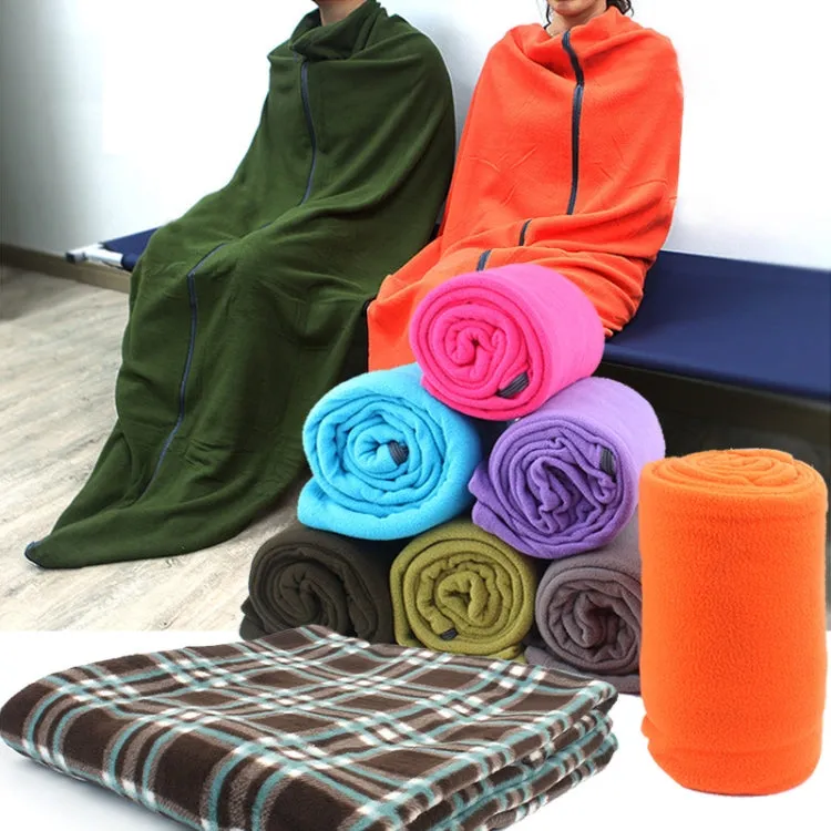 Outdoor Fleece Sleeping Bag Camping Trip Air Conditioner Dirty Sleeping Bag Separated By Knee Blanket During Lunch Break Thickened (Grass Green)