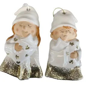 Pallina per Albero di Natale in ceramica Bambino dormiglione Bianco h 15 cm decorazione natalizia