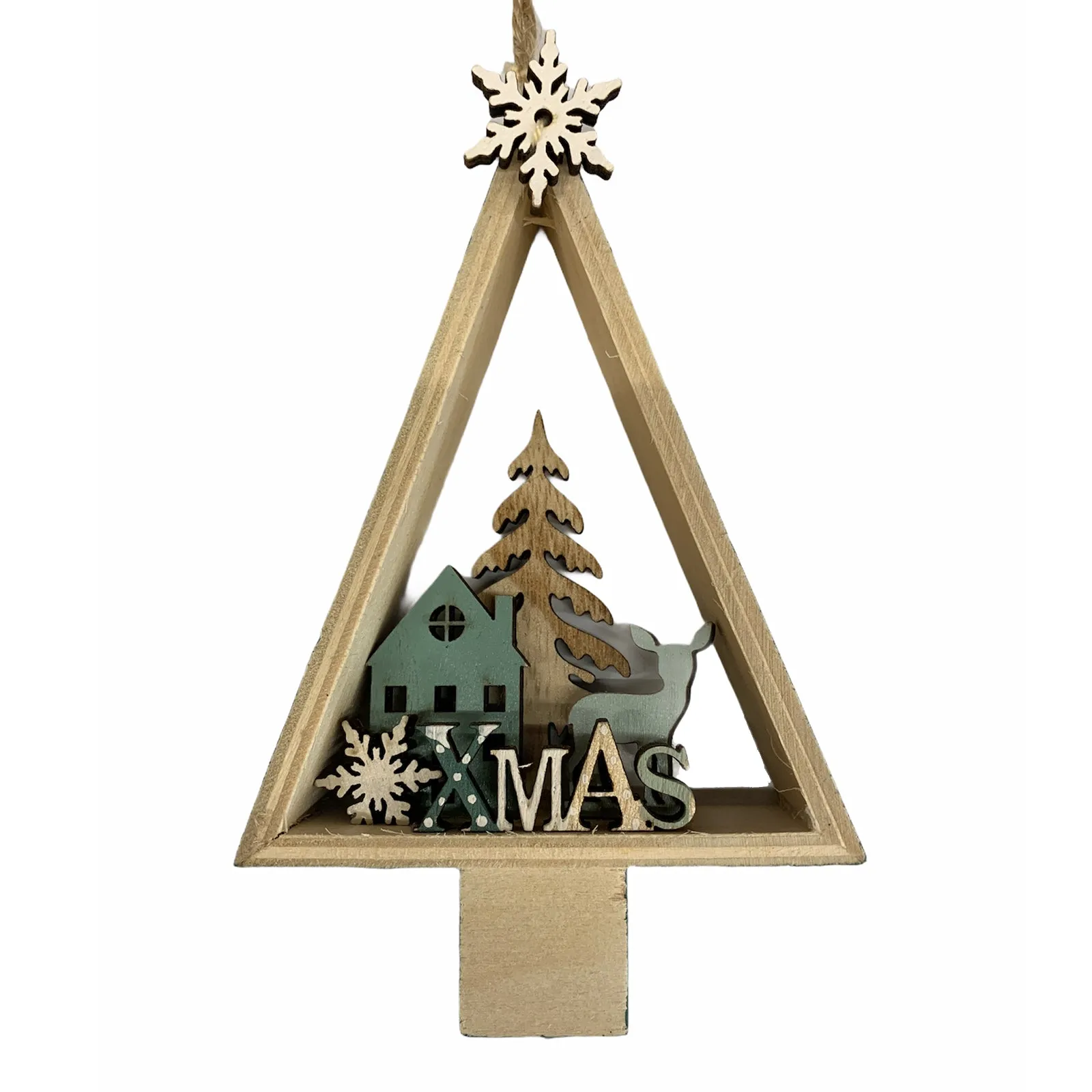 Pallina per Albero di Natale in Legno Abete Verde h 8,5 cm