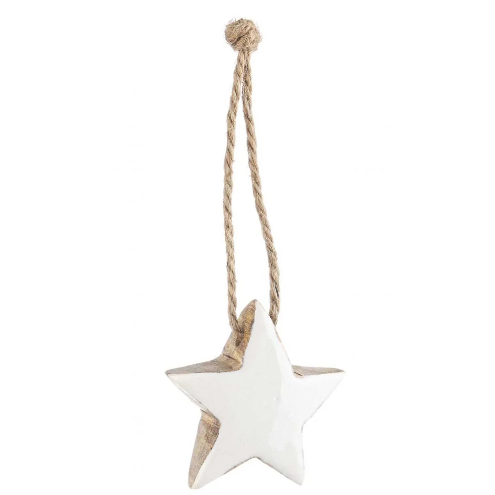 Pallina per Albero di Natale in Legno Stella Bianca effetto Perla h 5 cm