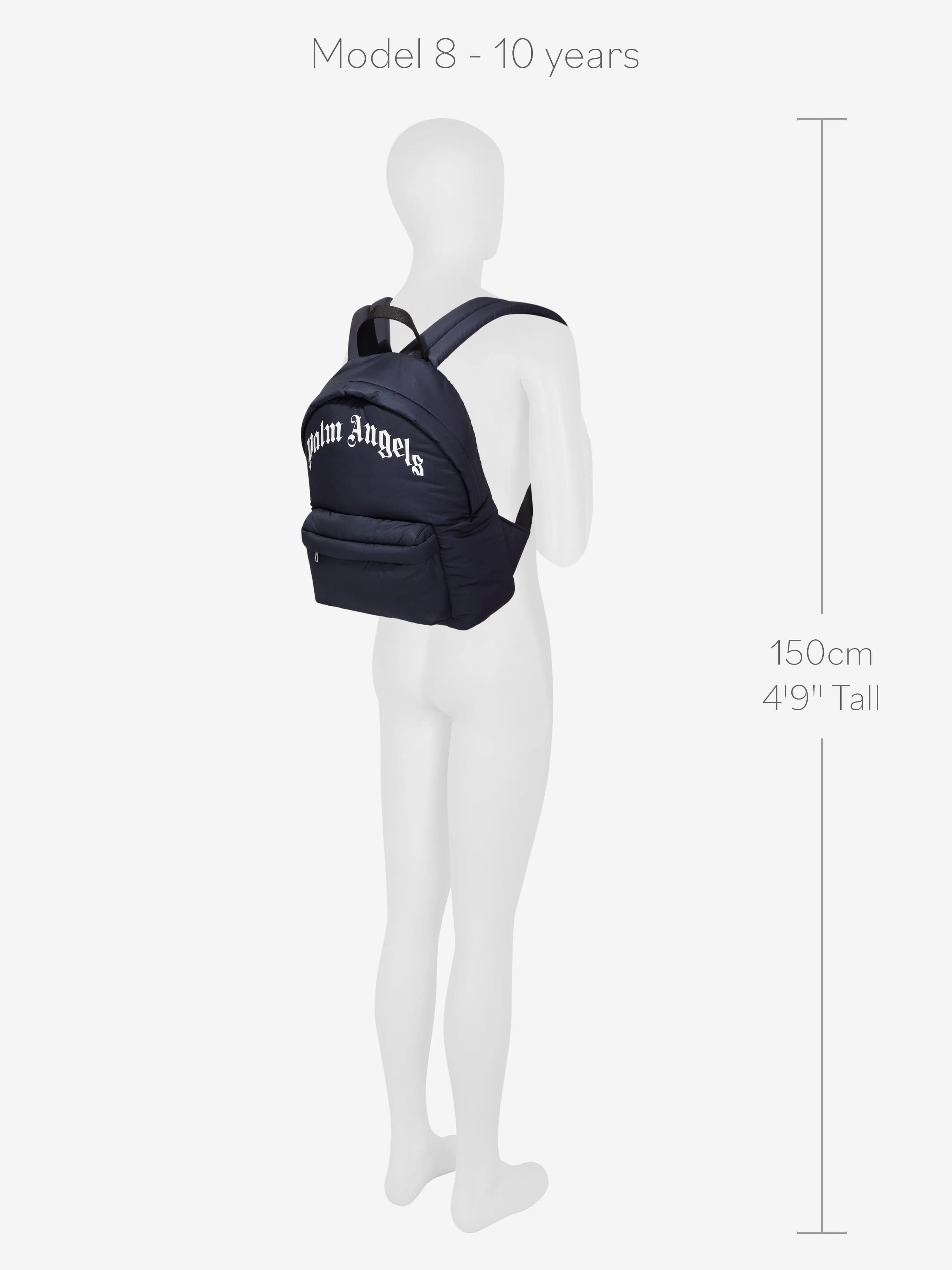 Palm Angels Kids Curved Logo Backpack in Navy