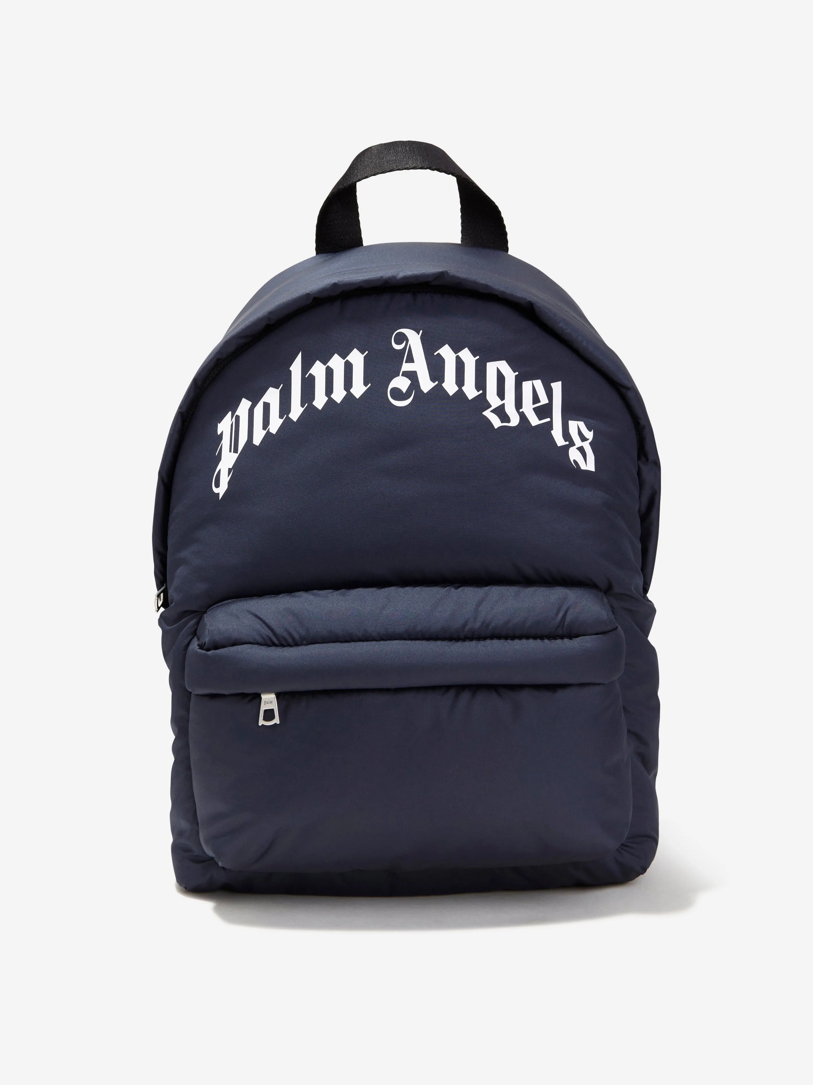 Palm Angels Kids Curved Logo Backpack in Navy