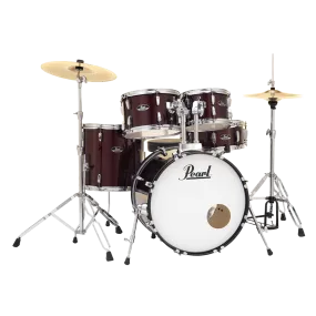 Pearl ROADSHOW RED WINE 5 Pc Drum Kit (20" kick) w/ Hardware Throne Cymbals (14HH/16CR/20R)