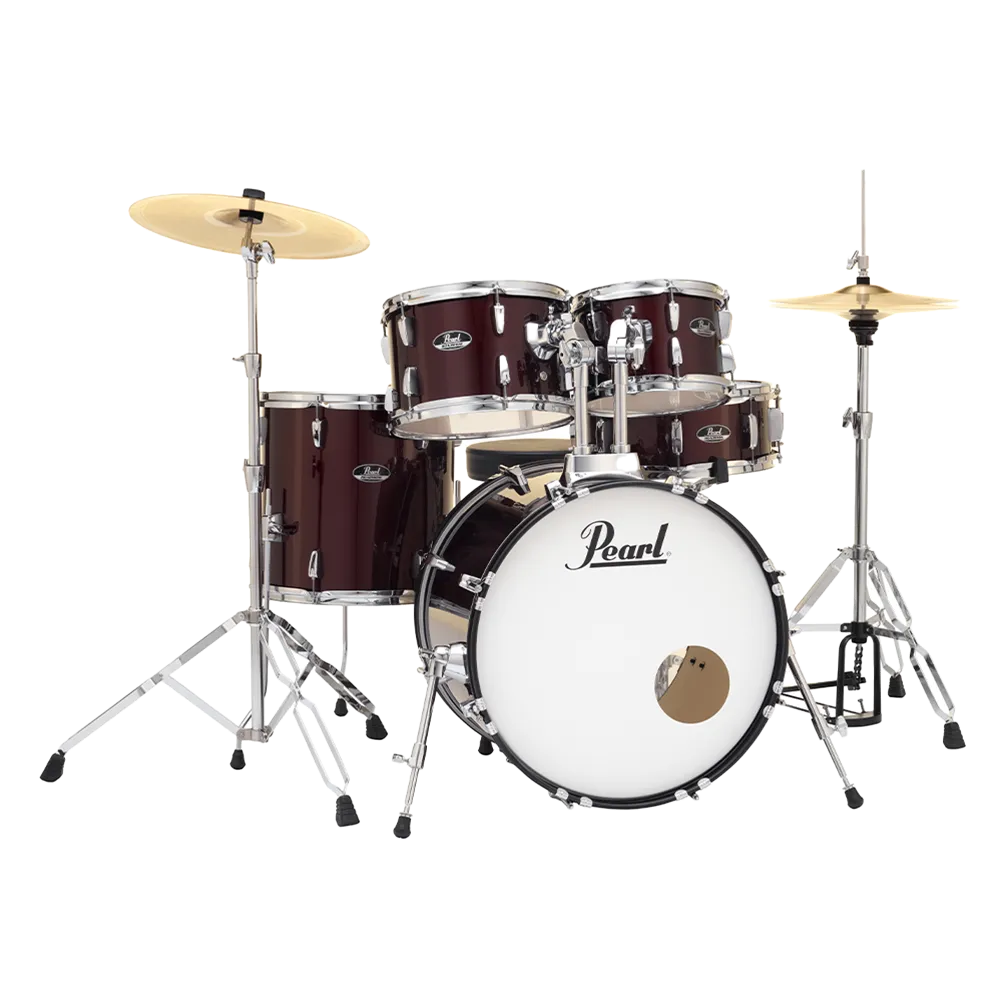 Pearl ROADSHOW RED WINE 5 Pc Drum Kit (20" kick) w/ Hardware Throne Cymbals (14HH/16CR/20R)