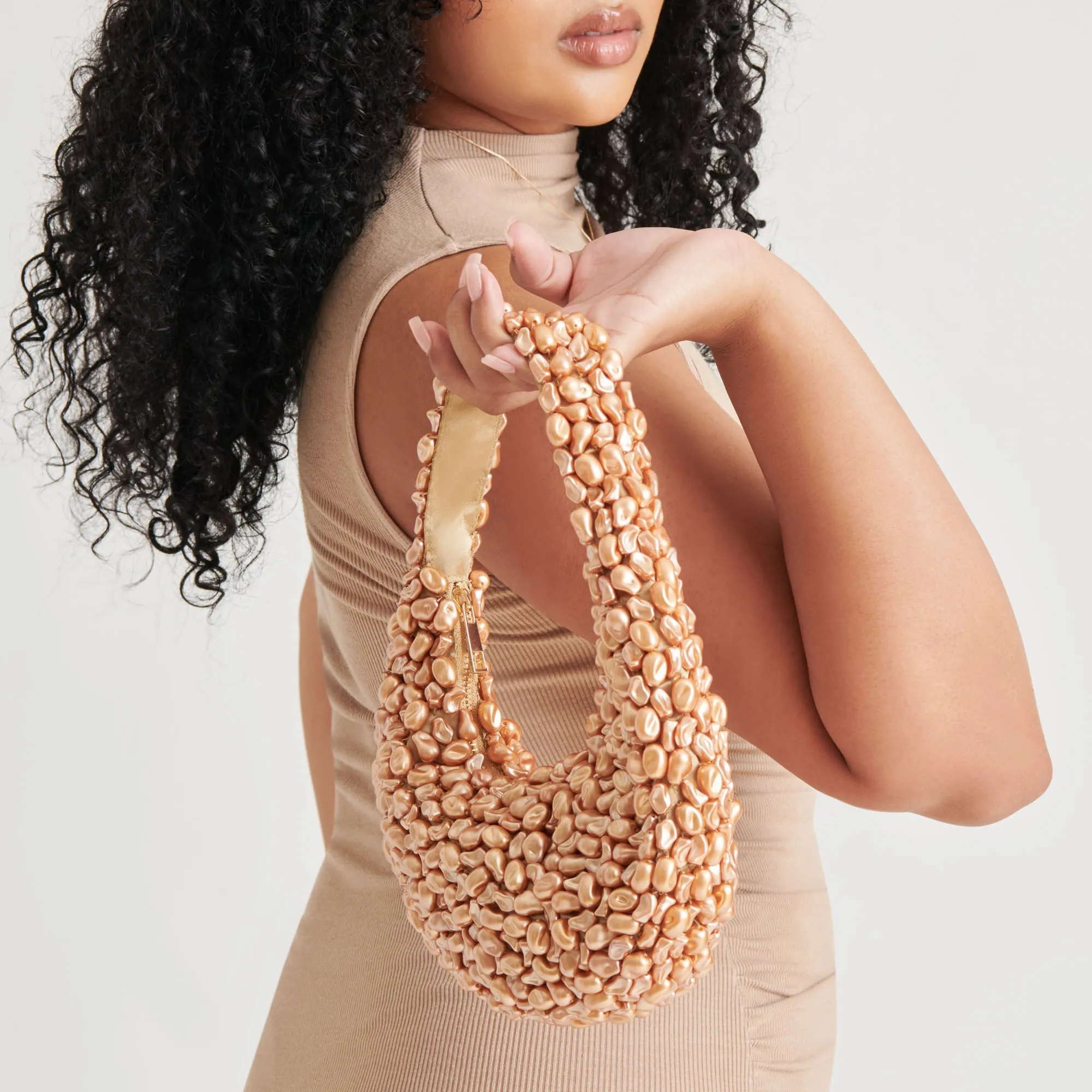 PEARLA SHOULDER BAG GOLD FAUX PEARL