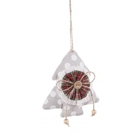 Pendaglio Abete in tessuto country "York" per albero di natale h 12 cm