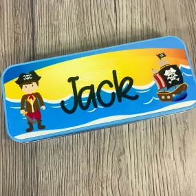 Personalised Printed Pirate School Pencil Tin