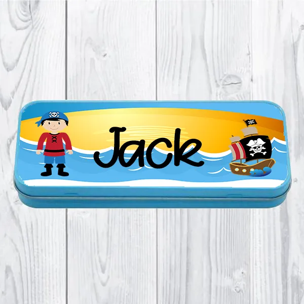 Personalised Printed Pirate School Pencil Tin