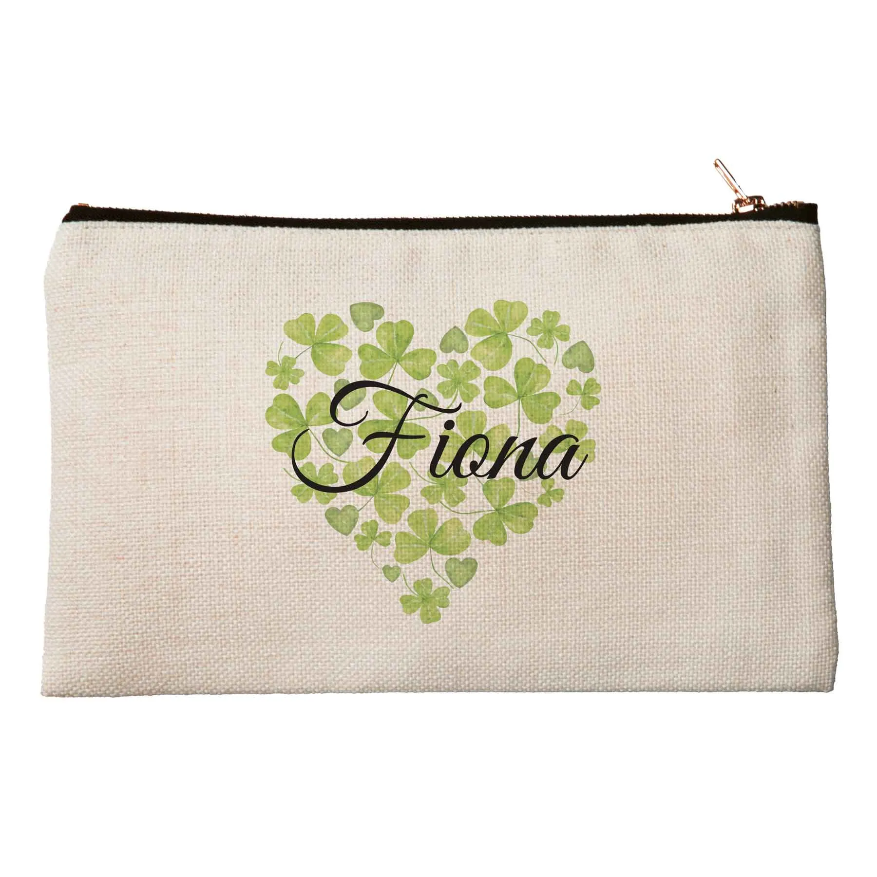 Personalized Shamrock Heart Makeup Bag