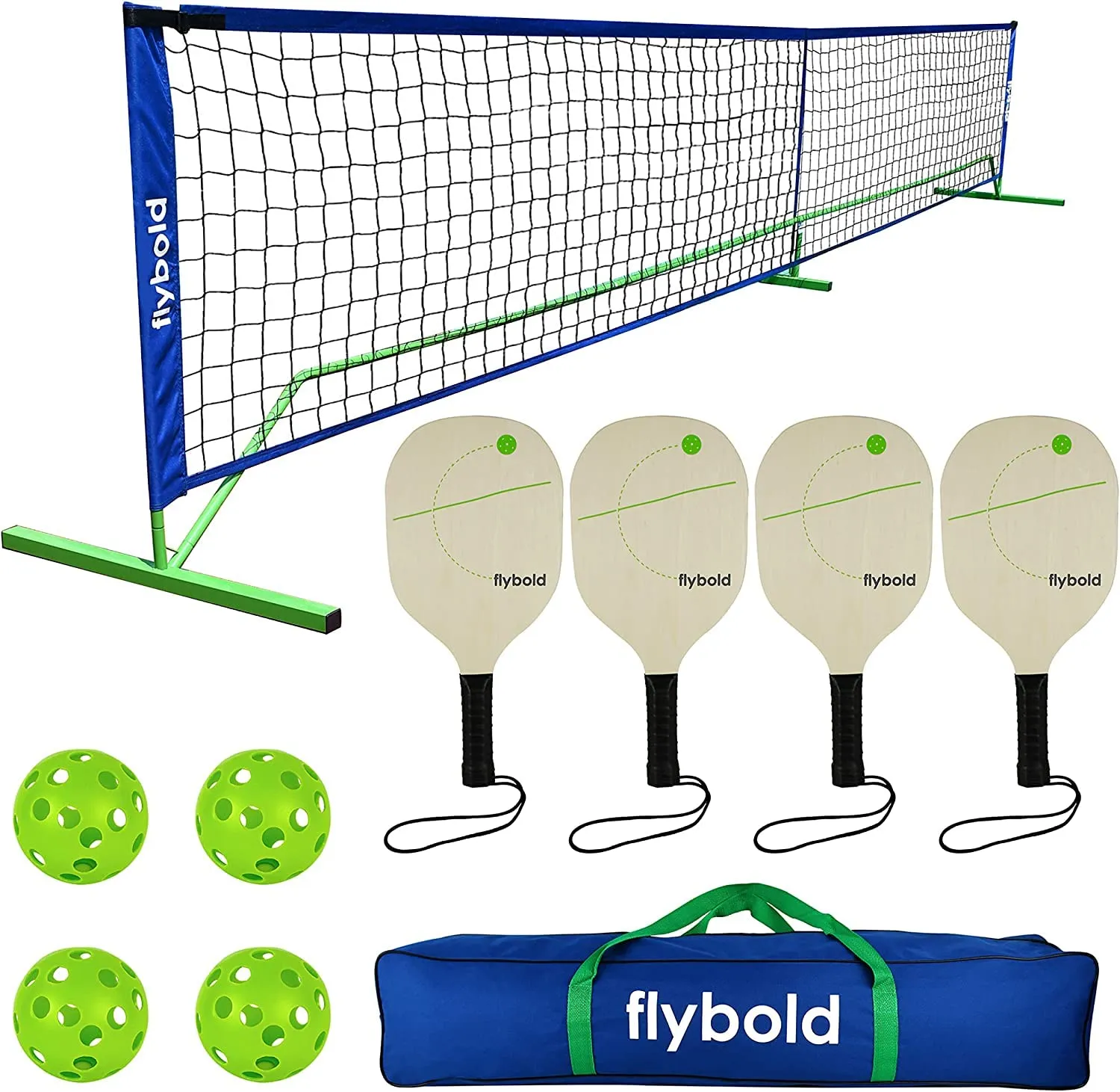 Pickleball Set With Net Portable Set With 4 Paddles Net Regulation Size