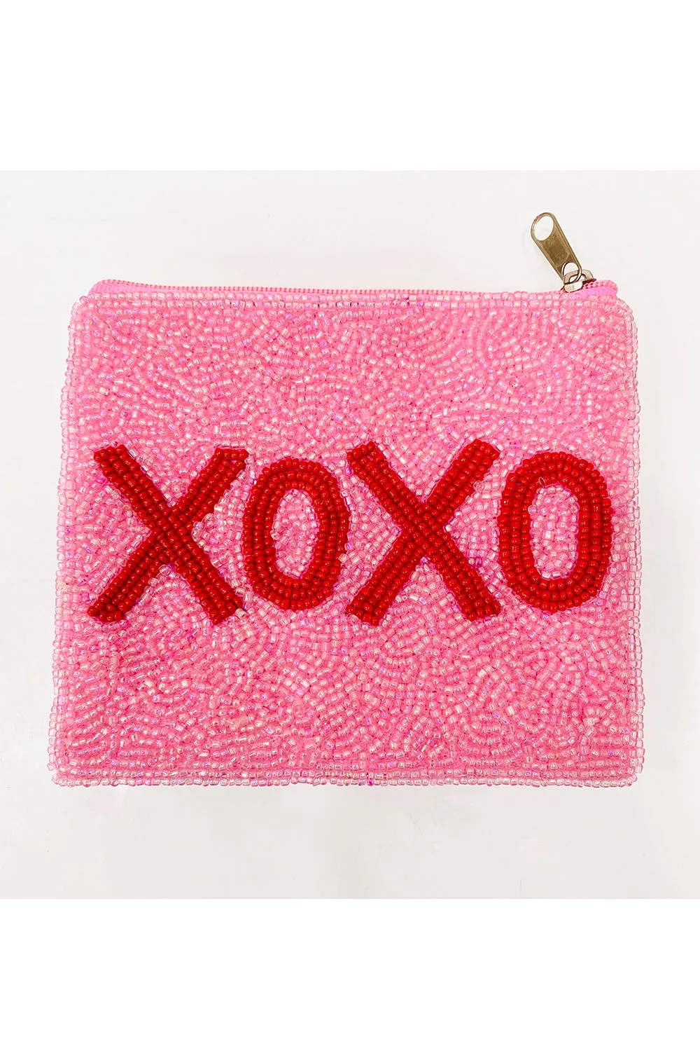 Pink Xoxo Beads Embroidered Coin Purse