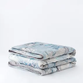 Plaid Perla in velluto con trama fiori Azzurro | Rohome