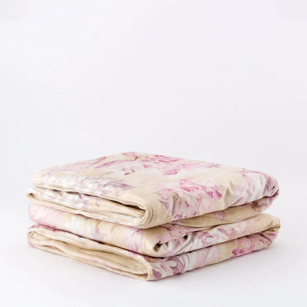 Plaid Perla in velluto con trama fiori rosa | Rohome