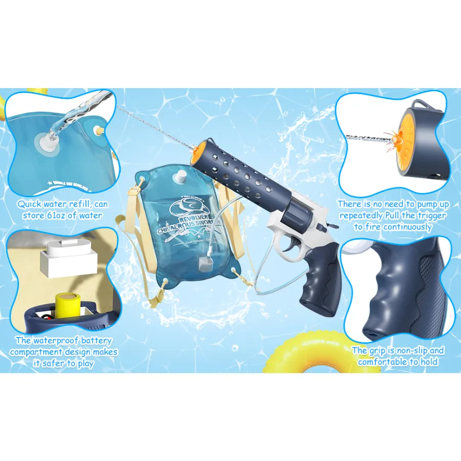 Powwow E-Twin Revolver Water Gun 16313BLU - Blue