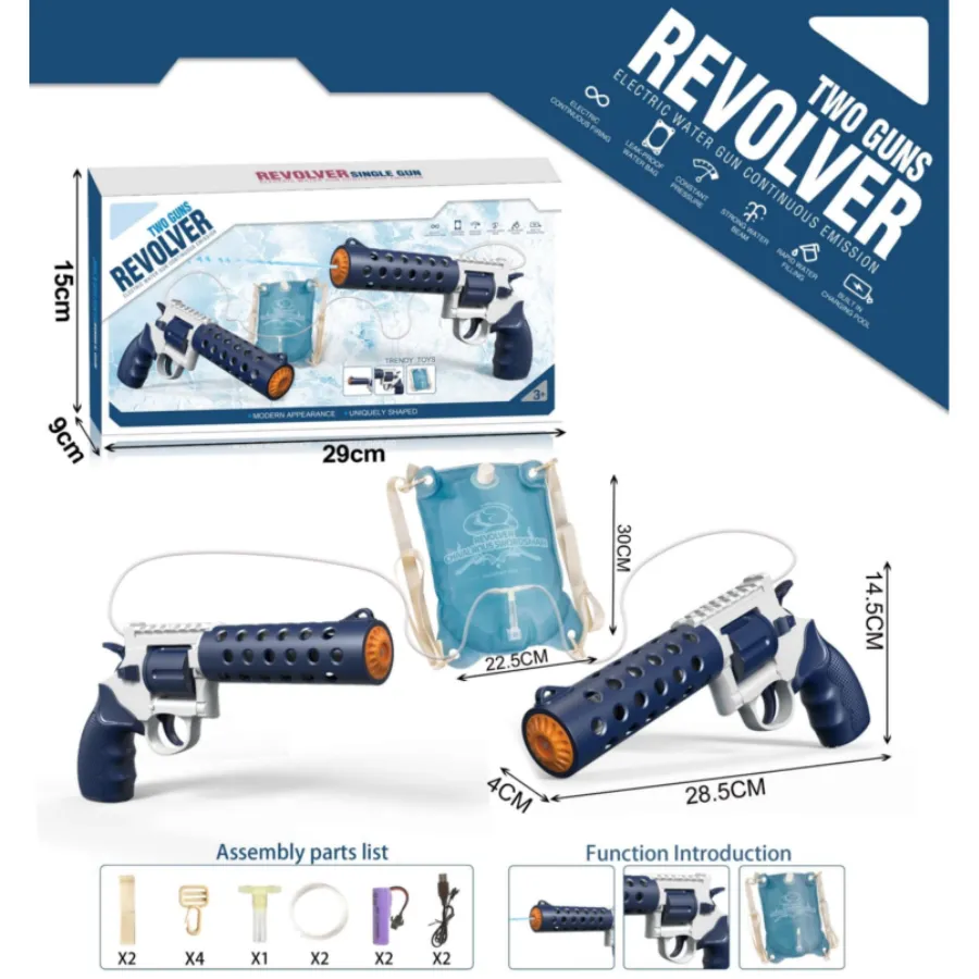 Powwow E-Twin Revolver Water Gun 16313BLU - Blue