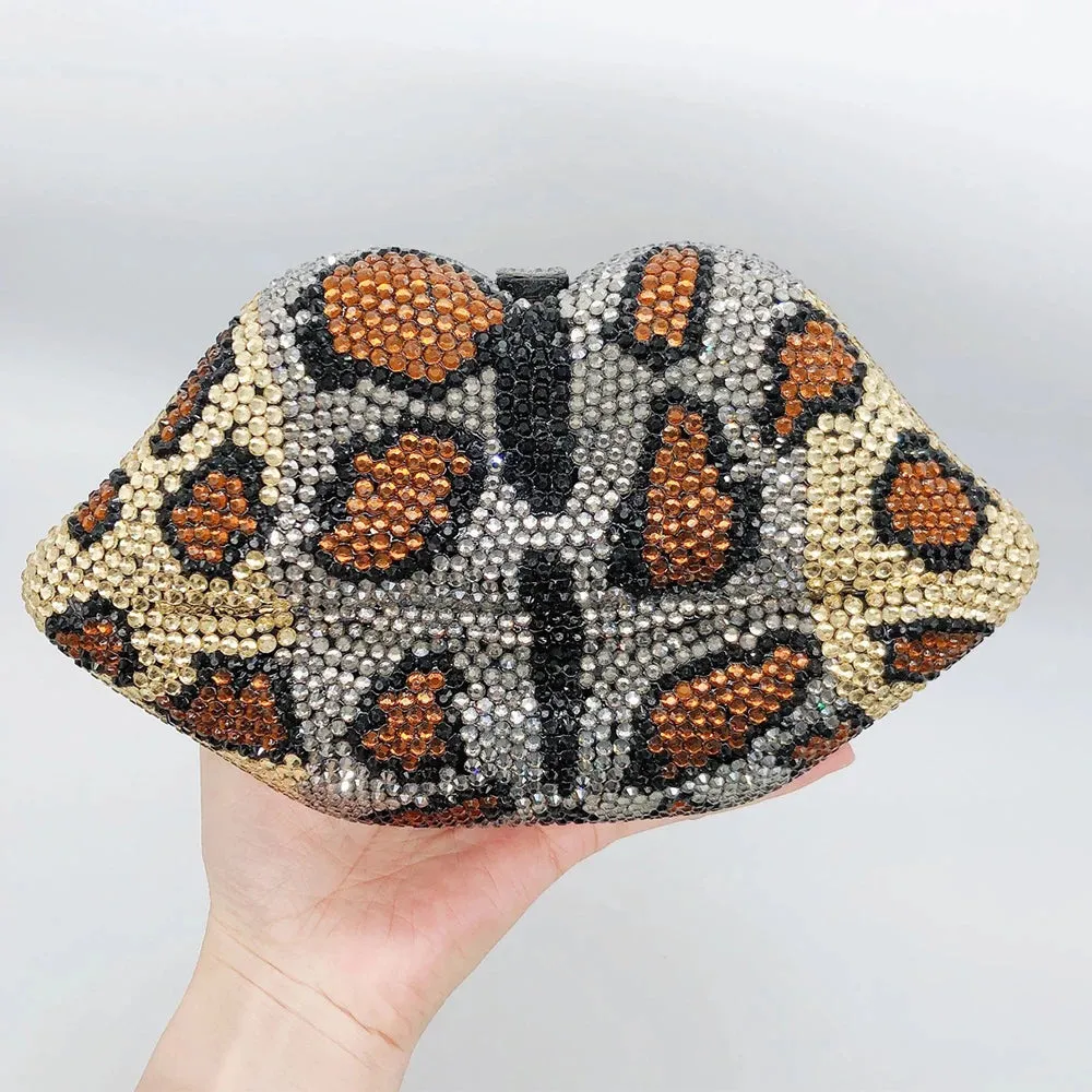 Pre Order:  Leopard Print Mouth Diamond Purse