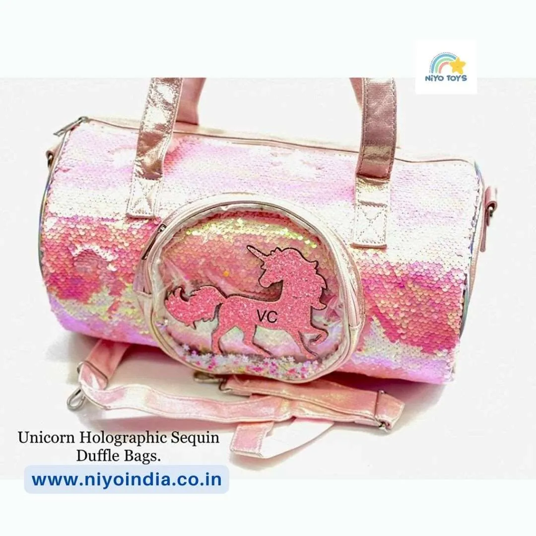 Premium Quality Unicorn Holographic Sequin Duffle Bag Overnight Bag