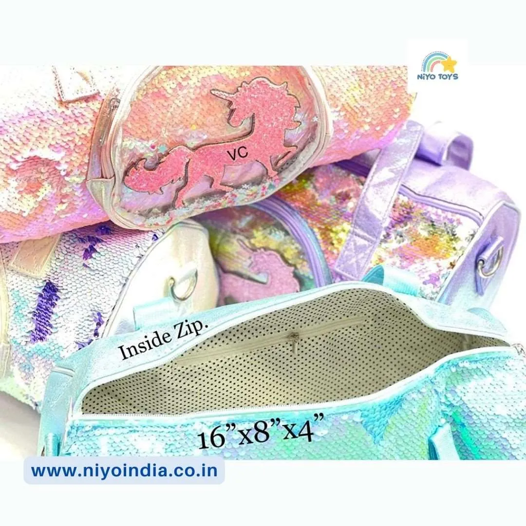 Premium Quality Unicorn Holographic Sequin Duffle Bag Overnight Bag