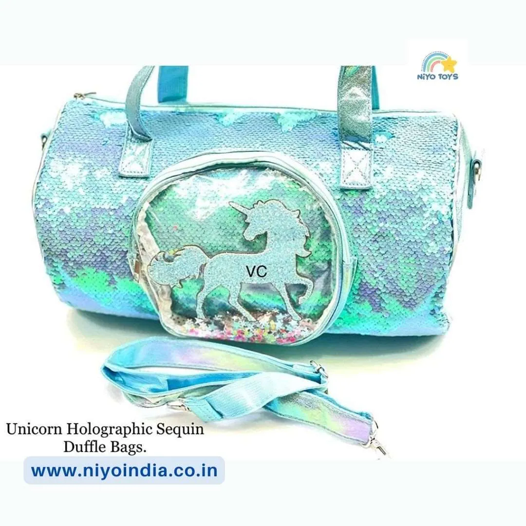 Premium Quality Unicorn Holographic Sequin Duffle Bag Overnight Bag