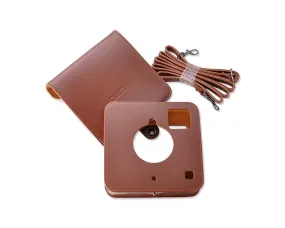 PU Leather Case for Polaroid Socialmatic Instant Digital Camera-Brown