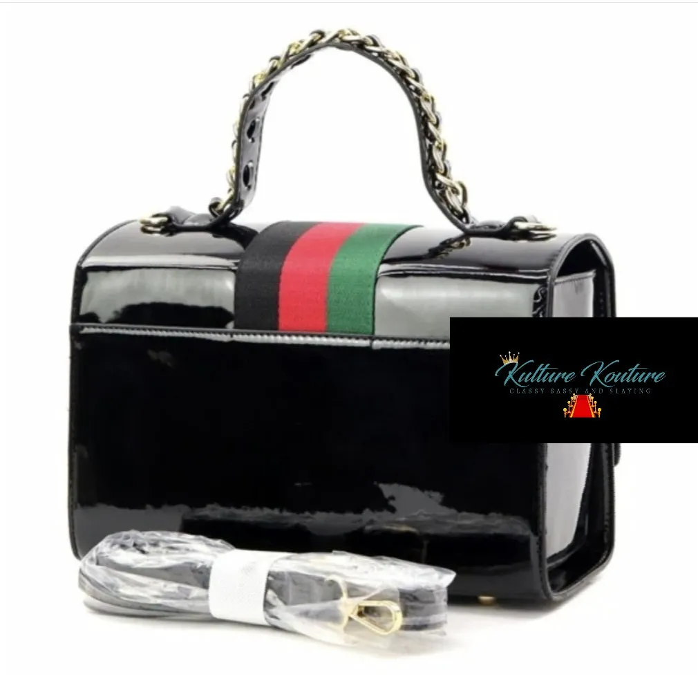 Queen Bee Patent Glossy Satchel Set