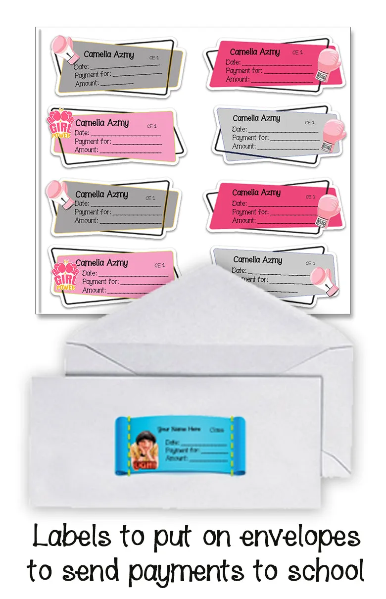 ""Pink boxing" School labels packs