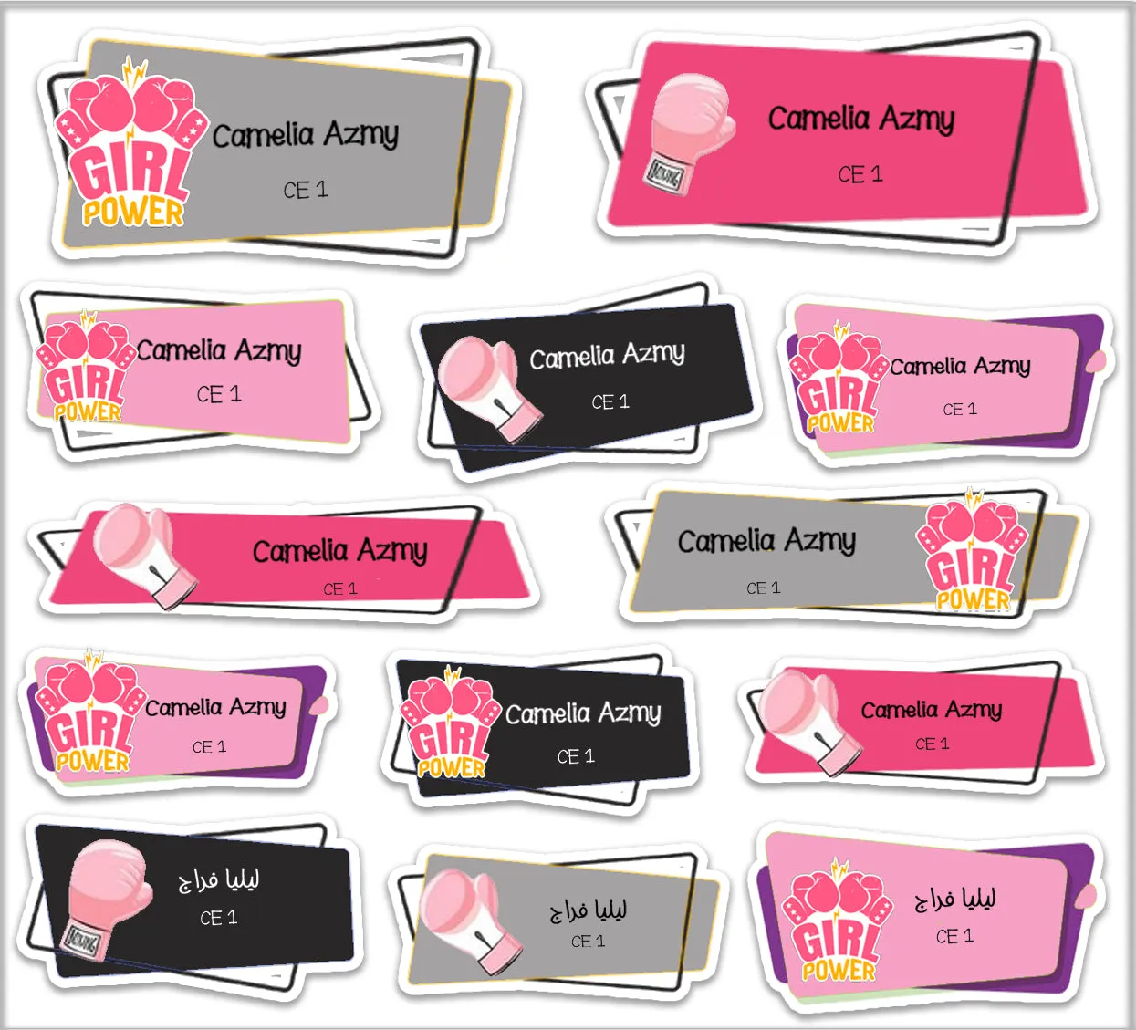 ""Pink boxing" School labels packs