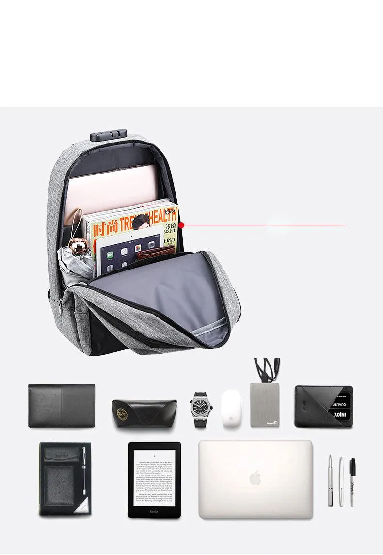 Raids Anti-Theft Backpack With Usb Charging Ports Code Lock Grey Bags