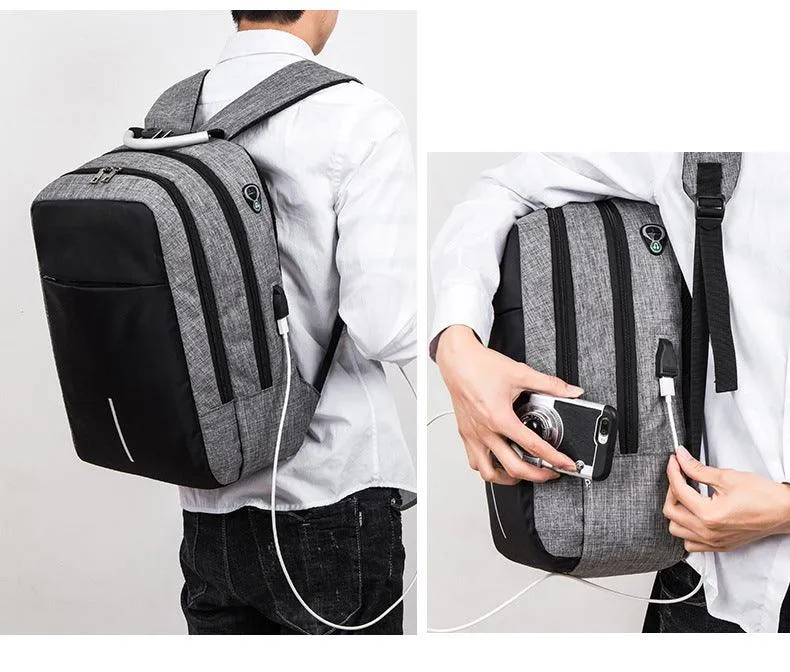 Raids Anti-Theft Backpack With Usb Charging Ports Code Lock Grey Bags