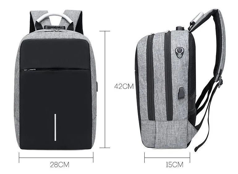 Raids Anti-Theft Backpack With Usb Charging Ports Code Lock Grey Bags