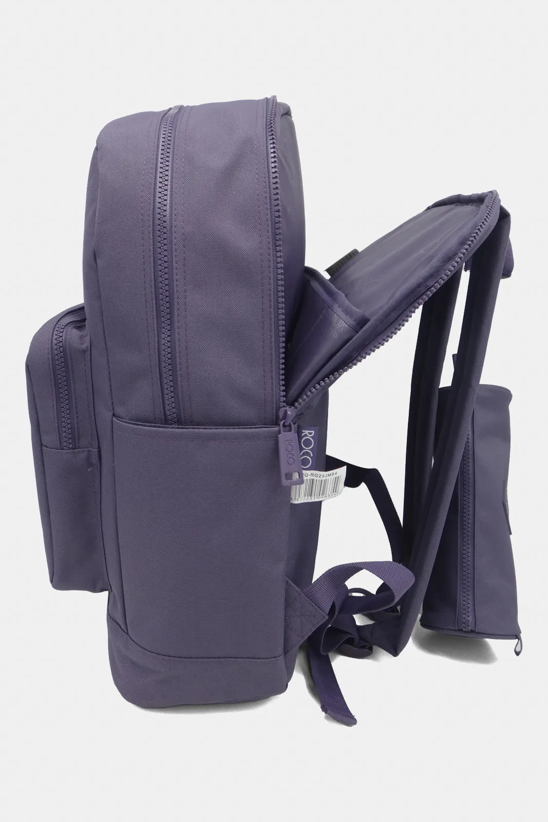 Roco Purple Plain Backpack With Pencil Case And Adjustable Straps (17 Inch)