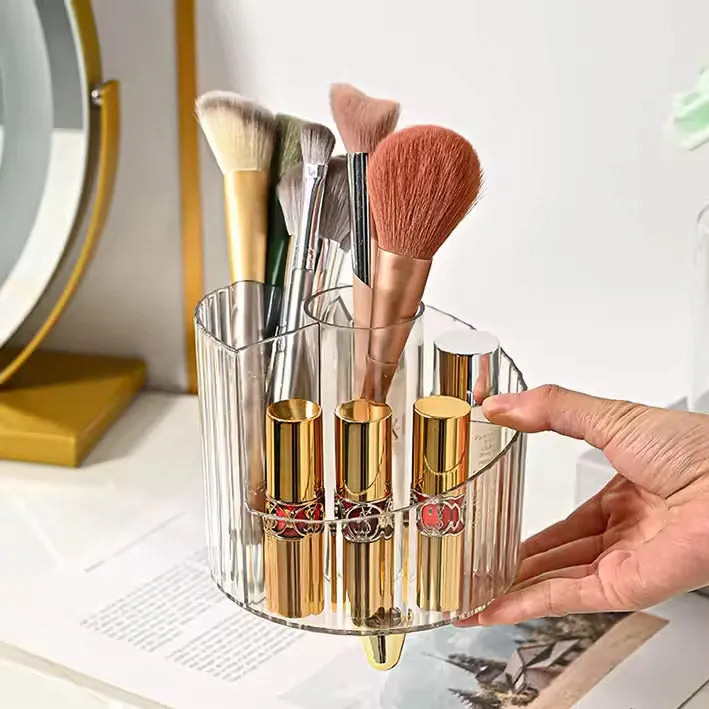 Round Makeup Brush Holder with Set of Brushes