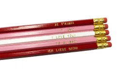 Set of 5 'I Love You' Language Pencils