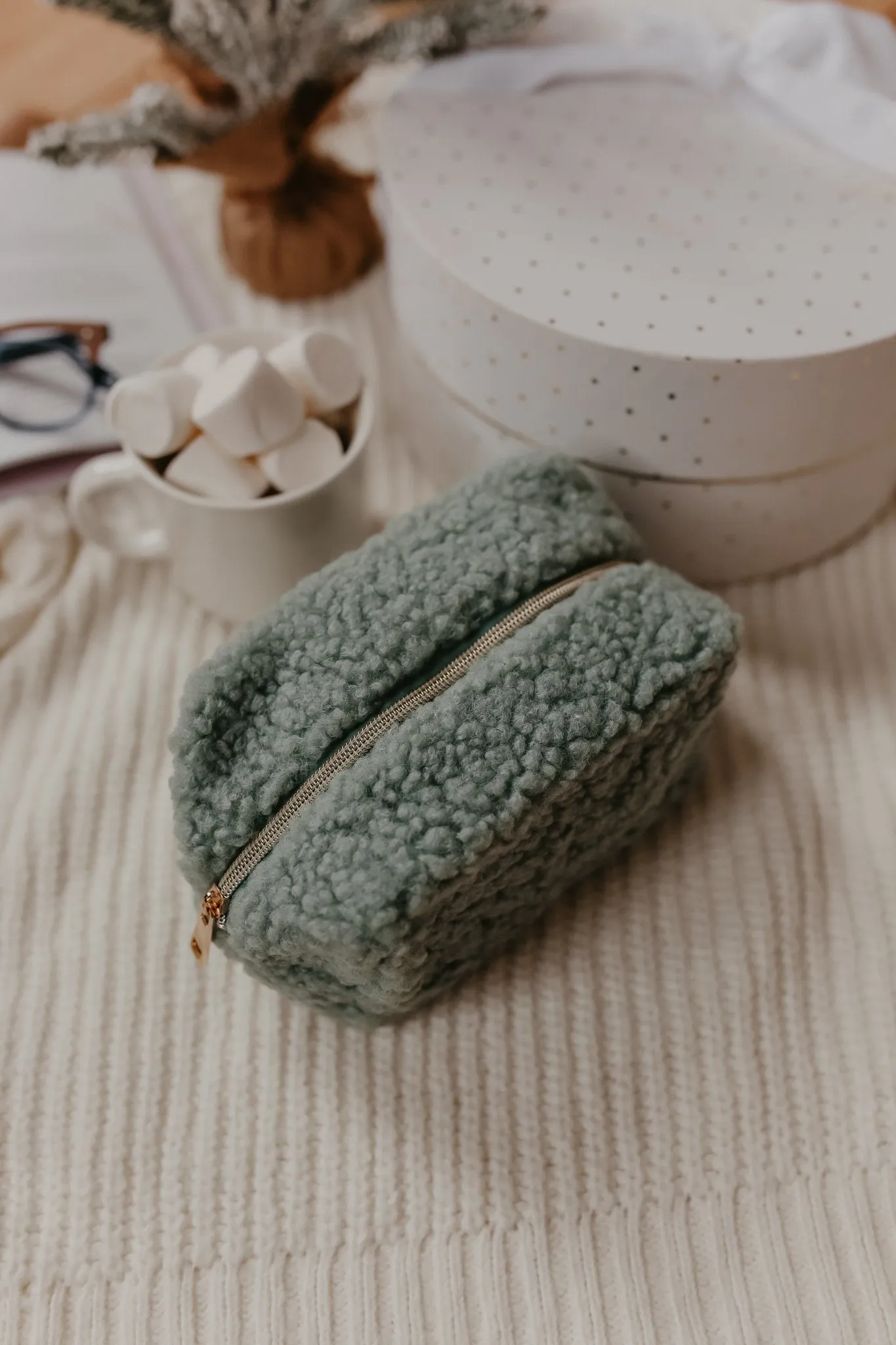 Sherpa Teddy Bear Makeup Bag - FINAL SALE