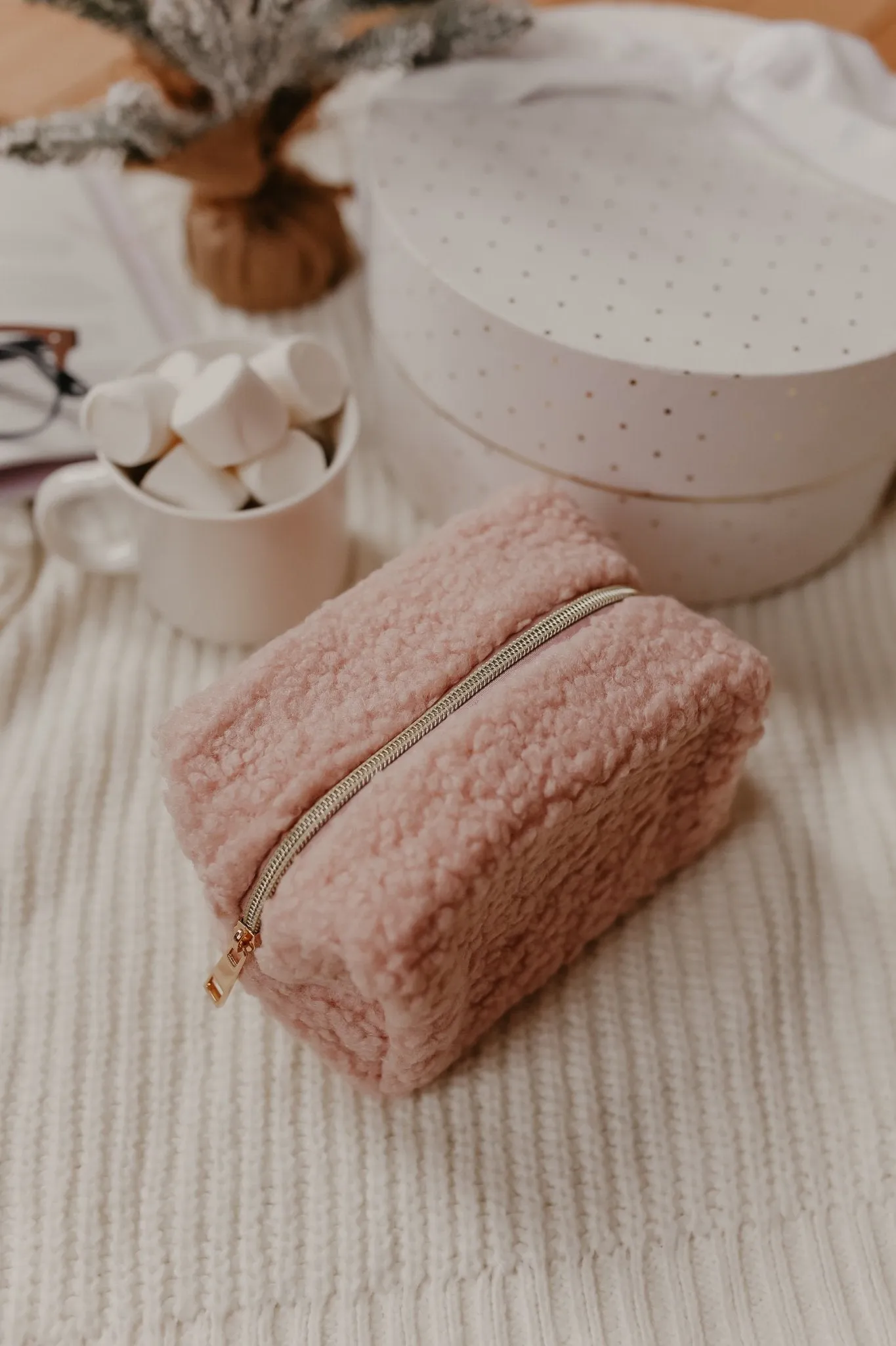 Sherpa Teddy Bear Makeup Bag - FINAL SALE