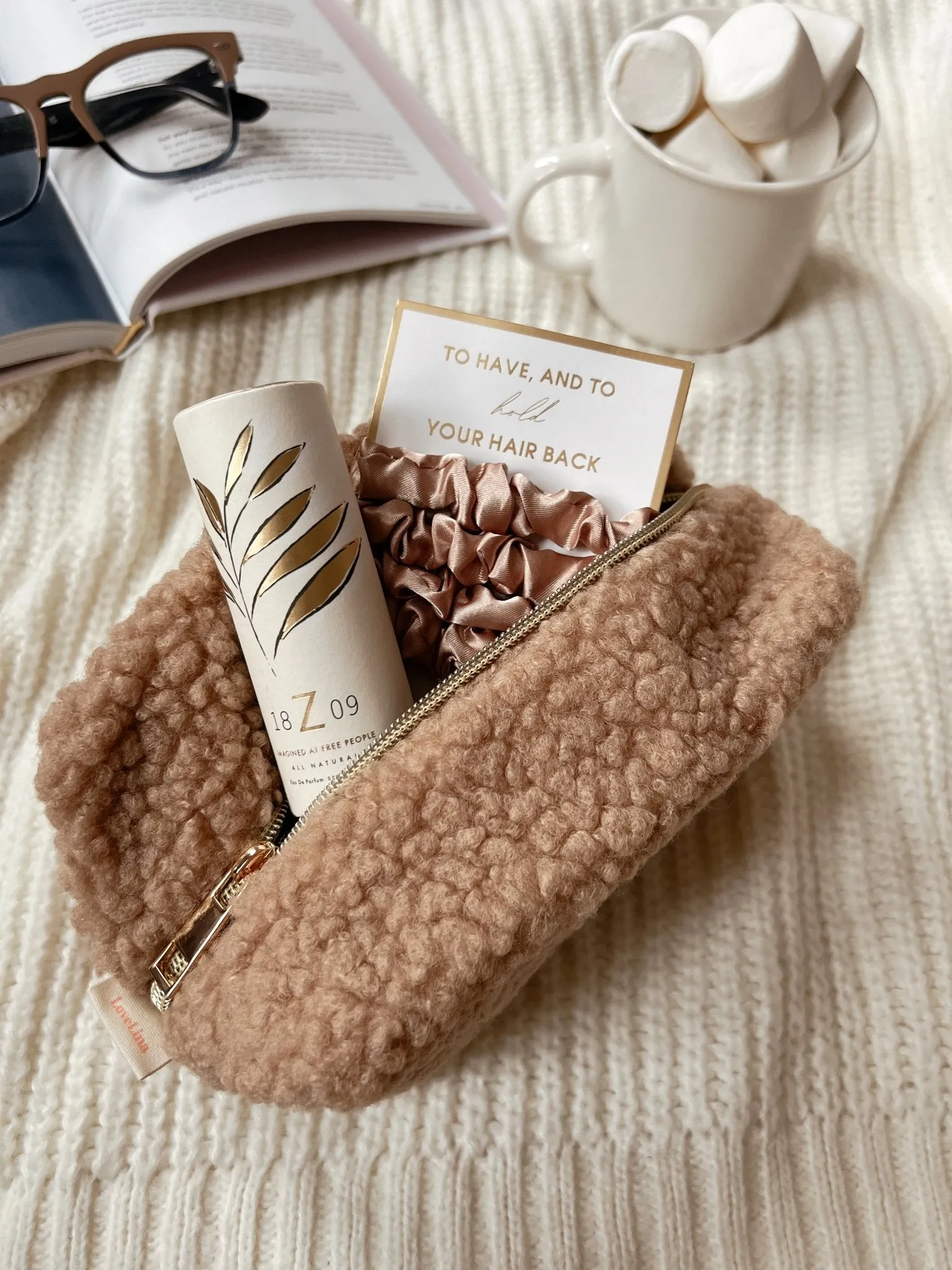 Sherpa Teddy Bear Makeup Bag - FINAL SALE