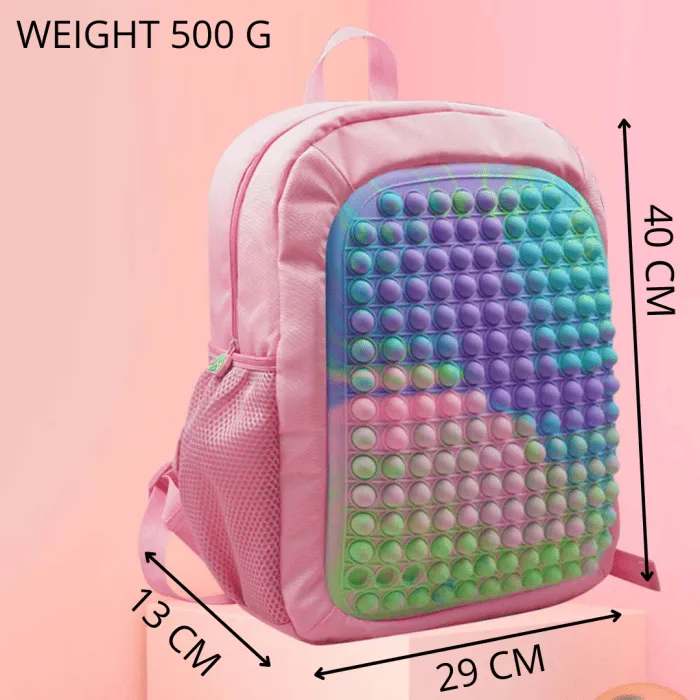 Silicone Pop it Fidget Up Bubble Kids Backpack School Book Bags